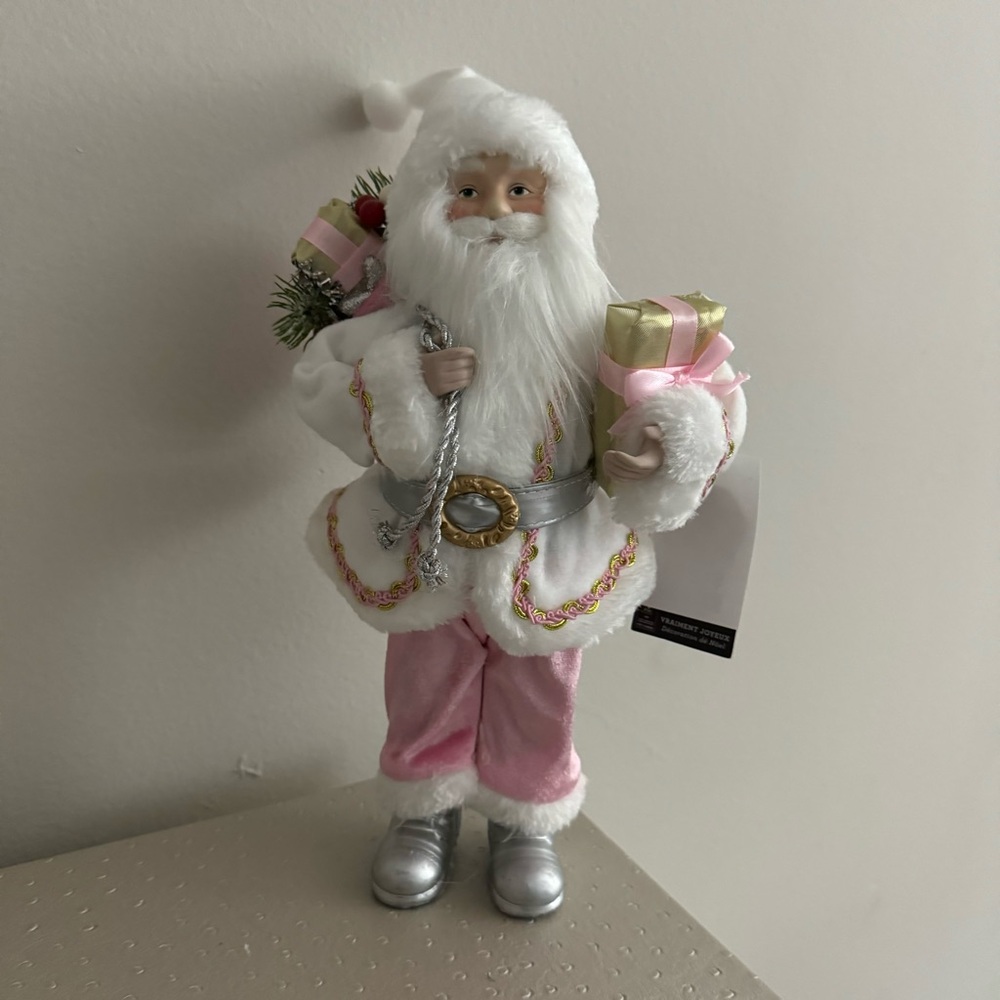 Vintage Homegoods Elegant Coquette Shabby Chic Pink Santa Viral 12”